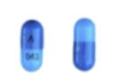 Pill Logo ^ 043 Blue Capsule/Oblong is Tizanidine Hydrochloride