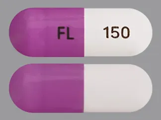 Pill FL 150 Purple Capsule/Oblong is Fluvoxamine Maleate Extended-Release