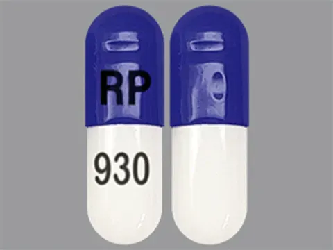 Pill RP 930 Blue & White Capsule/Oblong is Methylphenidate Hydrochloride Extended-Release