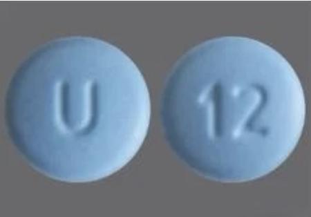 Pill U 12 Blue Round is Cyclobenzaprine Hydrochloride