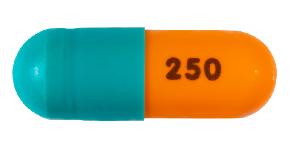 Pill 250 Green & Orange Capsule-shape is Mexiletine Hydrochloride