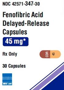 Pill CDR 45 Brown & Yellow Capsule/Oblong is Fenofibric Acid Delayed-Release