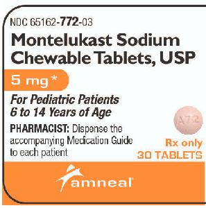 Montelukast sodium (chewable) 5 mg A 72