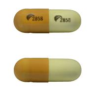 Pill Logo 2858 Logo 2858 Orange & White Capsule/Oblong is Pregabalin