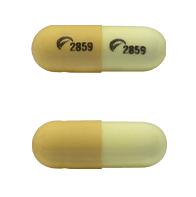 Pill Logo 2859 Logo 2859 Yellow & White Capsule/Oblong is Pregabalin