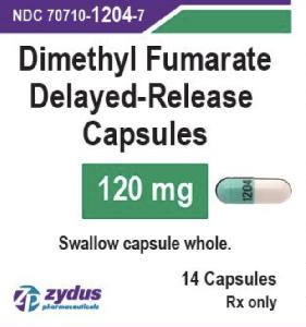 Pill 1204 Green & White Capsule-shape is Dimethyl Fumarate Delayed-Release