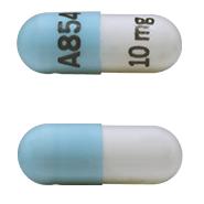 Pill A854 10 mg Blue & White Capsule/Oblong is Methylphenidate Hydrochloride Extended-Release