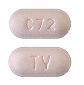 Pill Imprint TV C72 (Efavirenz, Emtricitabine and Tenofovir Disoproxil Fumarate 600 mg / 200 mg / 300 mg)
