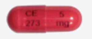Pill CE 273 5 mg Red Capsule-shape is Ramipril