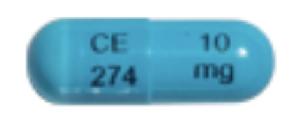 Pill CE 274 10 mg Blue Capsule/Oblong is Ramipril