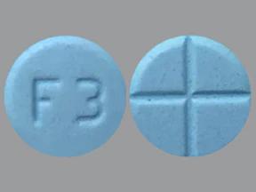 Pill F3 Blue Round is Amphetamine and Dextroamphetamine