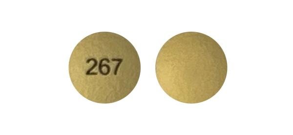 Pill 267 Yellow Round is Hydromorphone Hydrochloride Extended-Release