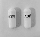 Pill A318 White Capsule/Oblong is Fenofibrate (Micronized)