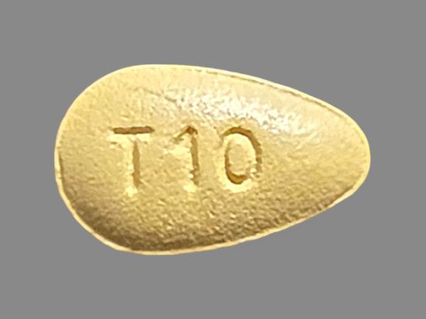 Pill T10 Yellow Egg-shape is Tadalafil
