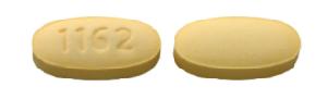 Pill 1162 Yellow Oval is Meclizine Hydrochloride