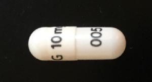 Pill G 10mg 005 White Capsule/Oblong is Dexmethylphenidate Hydrochloride Extended-Release