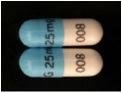 Pill G 25mg 008 Blue & White Capsule/Oblong is Dexmethylphenidate Hydrochloride Extended-Release