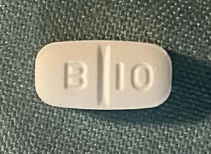 Pill B 10 White Rectangle is Buspirone Hydrochloride
