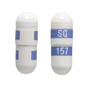 SG 157 Pill White Blue Capsule/Oblong - Pill Identifier