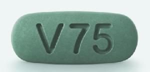 Pill V75 Green Elliptical/Oval is Gemtesa