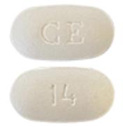 Pill CE 14 White Capsule/Oblong is Clarithromycin