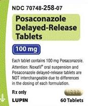 Posaconazole systemic 100 mg (100P)