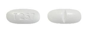 Pill T 257 White Capsule/Oblong is Acetaminophen and Hydrocodone Bitartrate