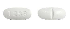 Pill T 258  White Capsule/Oblong is Acetaminophen and Hydrocodone Bitartrate