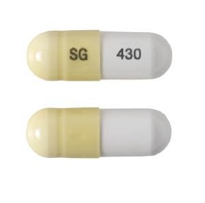 Pill SG 430 Yellow & White Capsule/Oblong is Droxidopa
