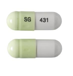 Pill SG 431 Green & White Capsule/Oblong is Droxidopa