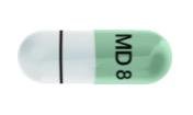 Pill MD 8 Green & White Capsule/Oblong is Droxidopa