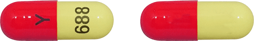 Pill Y 688 Pink & Yellow Capsule/Oblong is Diltiazem Hydrochloride Extended Release
