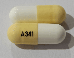 Pill A 341 White & Yellow Capsule/Oblong is Doxepin Hydrochloride