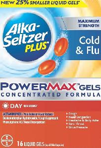 Pill ASP DC is Alka-Seltzer Plus Maximum Strength Day Cold & Flu PowerMax Gels acetaminophen 325 mg / dextromethorphan hydrobromide 10 mg / phenylephrine hydrochloride 5 mg