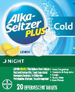 Alka-seltzer plus cold night (effervescent) aspirin 500 mg / dextromethorphan hydrobromide 10 mg / doxylamine succinate 6.25 mg / phenylephrine bitartrate 7.8 mg ASP NT