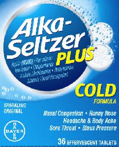 Pill ALKA SELTZER PLUS is Alka-Seltzer Plus Cold Medicine Sparkling Original aspirin 325 mg / chlorpheniramine maleate 2 mg / phenylephrine bitartrate 7.8 mg