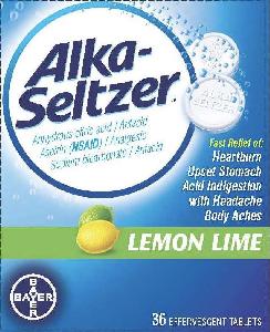 Alka-seltzer lemon lime aspirin 325 mg / citric acid (anhydrous) 1000 mg / sodium bicarbonate 1700 mg ALKA SELTZER ANTACID