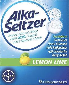 Pill ALKA SELTZER ANTACID is Alka-Seltzer Lemon Lime aspirin 325 mg / citric acid (anhydrous) 1000 mg / sodium bicarbonate 1700 mg