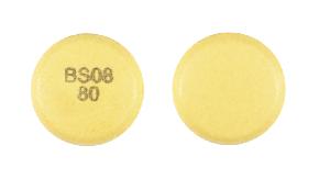 Pill BS08 80 Yellow Round is Fluvastatin Sodium Extended-Release