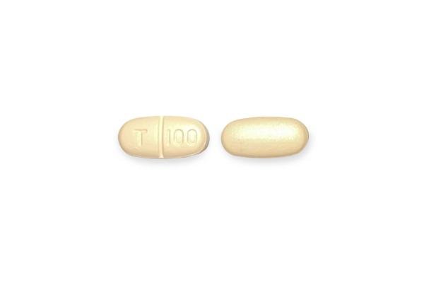 Pill T 100 Yellow Capsule-shape is Sertraline Hydrochloride