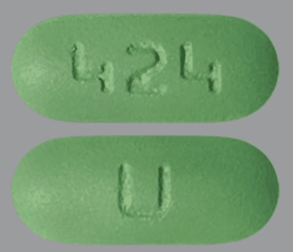 Pill U 424 Green Capsule/Oblong is Amitriptyline Hydrochloride