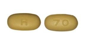 Pill H 70 Yellow Elliptical/Oval is Lopinavir and Ritonavir