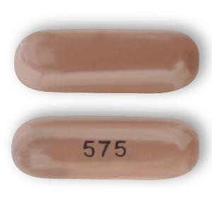 Pill 575 Brown Capsule/Oblong is Isotretinoin