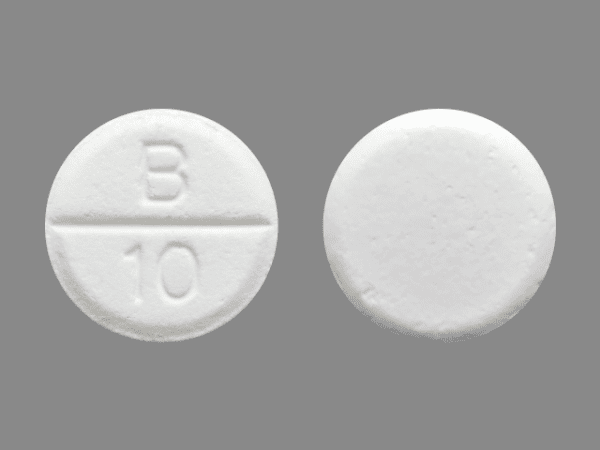 Pill B 10 White Round is Baclofen