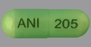 Pill ANI 205 Green Capsule/Oblong is Nicardipine Hydrochloride