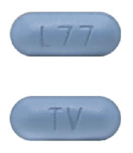 Pill TV L77 Blue Capsule/Oblong is Diflunisal