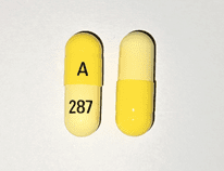 Pill A 287 Yellow & White Capsule/Oblong is Clomipramine Hydrochloride