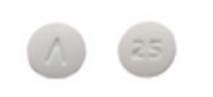 Pill Logo 25 White Round is Metolazone
