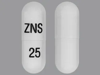 Pill ZNS 25 White Capsule/Oblong is Zonisamide