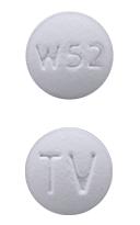 Pill TV W52 White Round is Cyclobenzaprine Hydrochloride